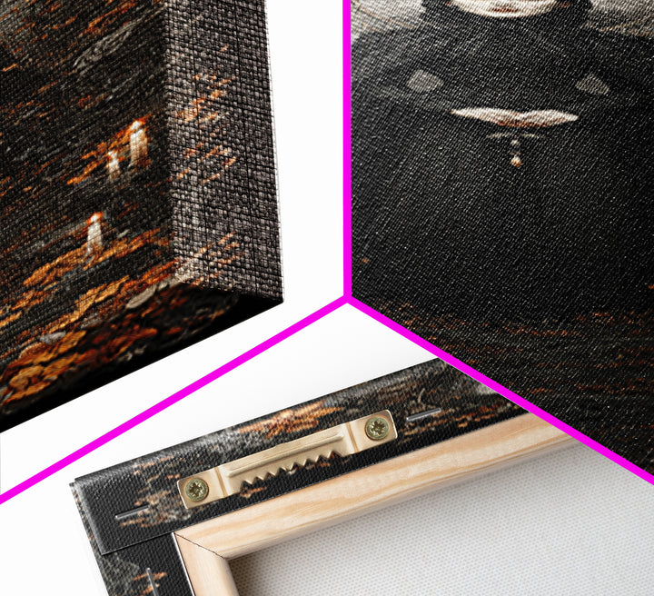 Victorian Mourning Halloween, Tall Narrow Wall Art, Gothic Horror Wall Art, Framed Canvas Print, Halloween Wall Decor, Gothic Home Decor