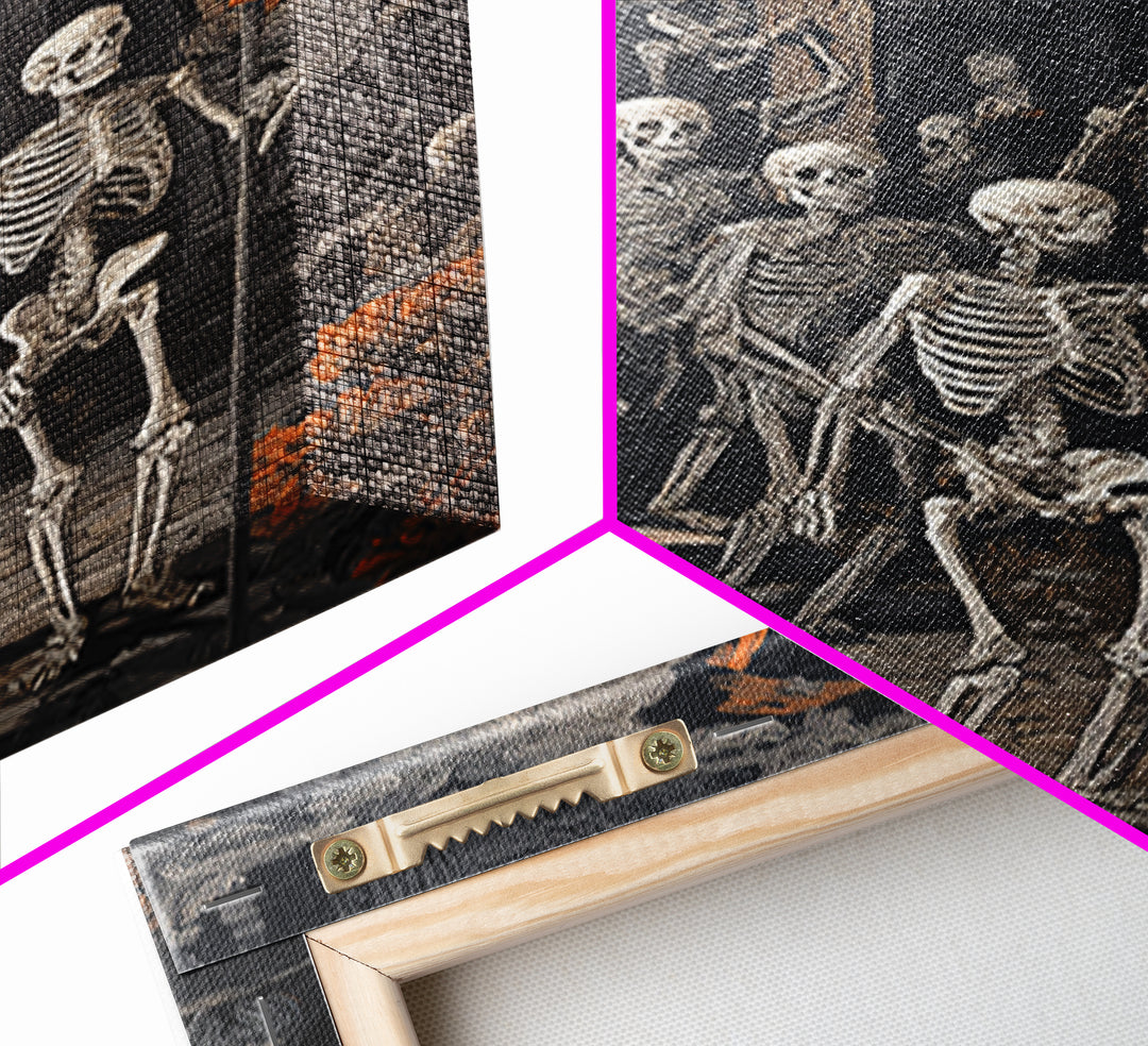 Medieval Danse Macabre, Vertical Wall Art, Macabre Wall Art, Framed Canvas Print, Halloween Wall Decor, Gothic Home Decor, Halloween Decor