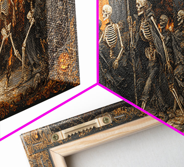 Medieval Danse Macabre, Wide Panoramic Art, Dark Fantasy Wall Art, Canvas Print, Halloween Wall Decor, Gothic Home Decor, Halloween Wall Art