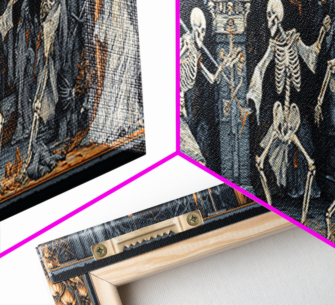 Medieval Danse Macabre, Extra Wide Wall Art, Spooky Home Decor, Canvas Print, Halloween Wall Decor, Gothic Home Decor