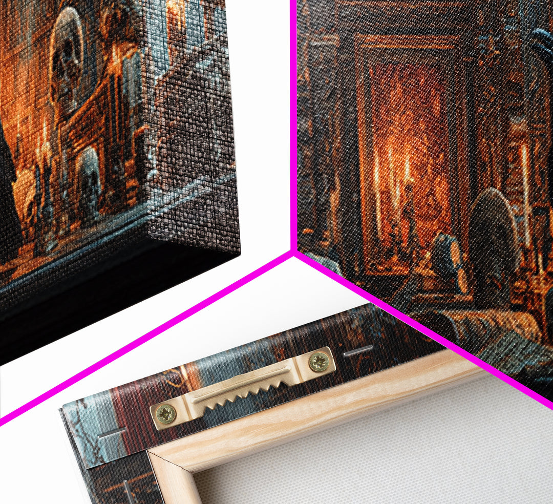 Dark Academia Halloween, Extra Wide Wall Art, Haunted Gothic Art, Framed Canvas Print, Halloween Wall Decor, Gothic Home Decor