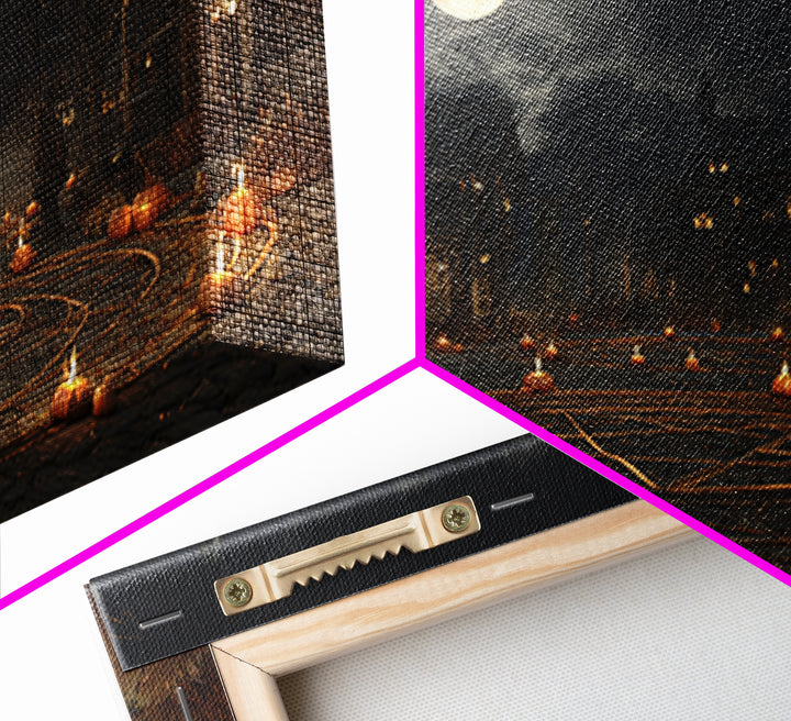 Occult Harvest Festival, Wide Panoramic Art, Macabre Wall Art, Framed Canvas Print, Halloween Wall Decor, Gothic Home Decor