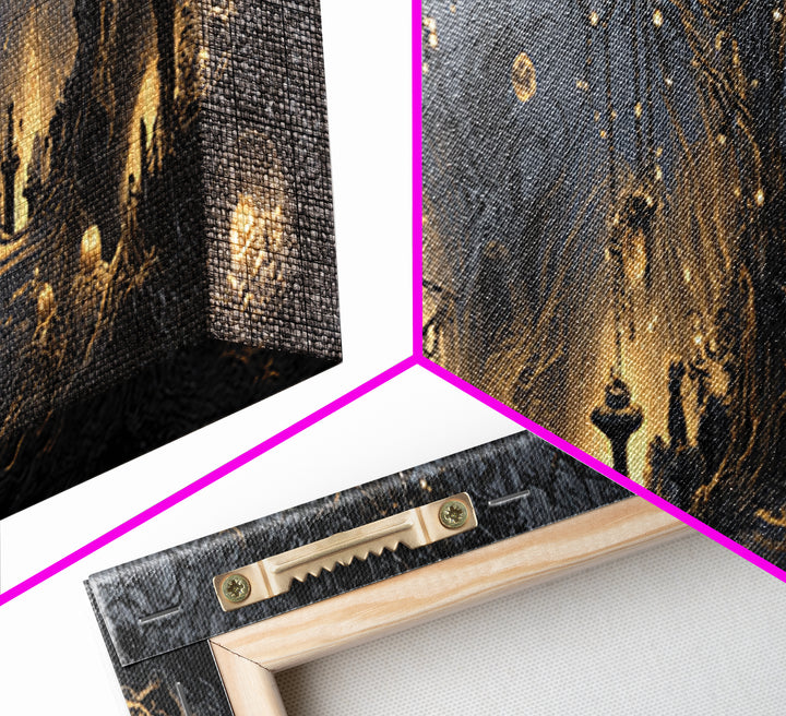 Enchanted Woodland Halloween, Extra Wide Wall Art, Spooky Home Decor, Canvas Print, Halloween Wall Decor, Gothic Home Decor