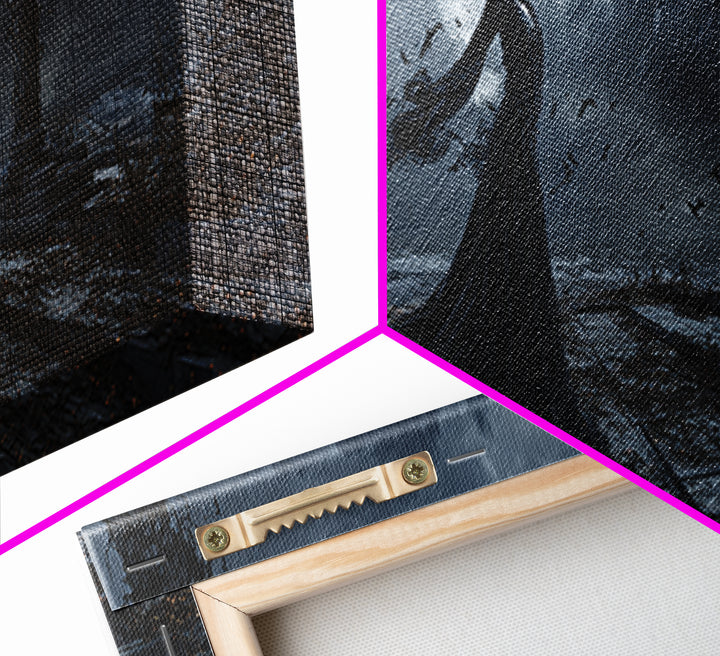 Haunted Seaside Halloween, Extra Wide Wall Art, Dark Fantasy Wall Art, Canvas Print, Halloween Wall Decor, Gothic Home Decor