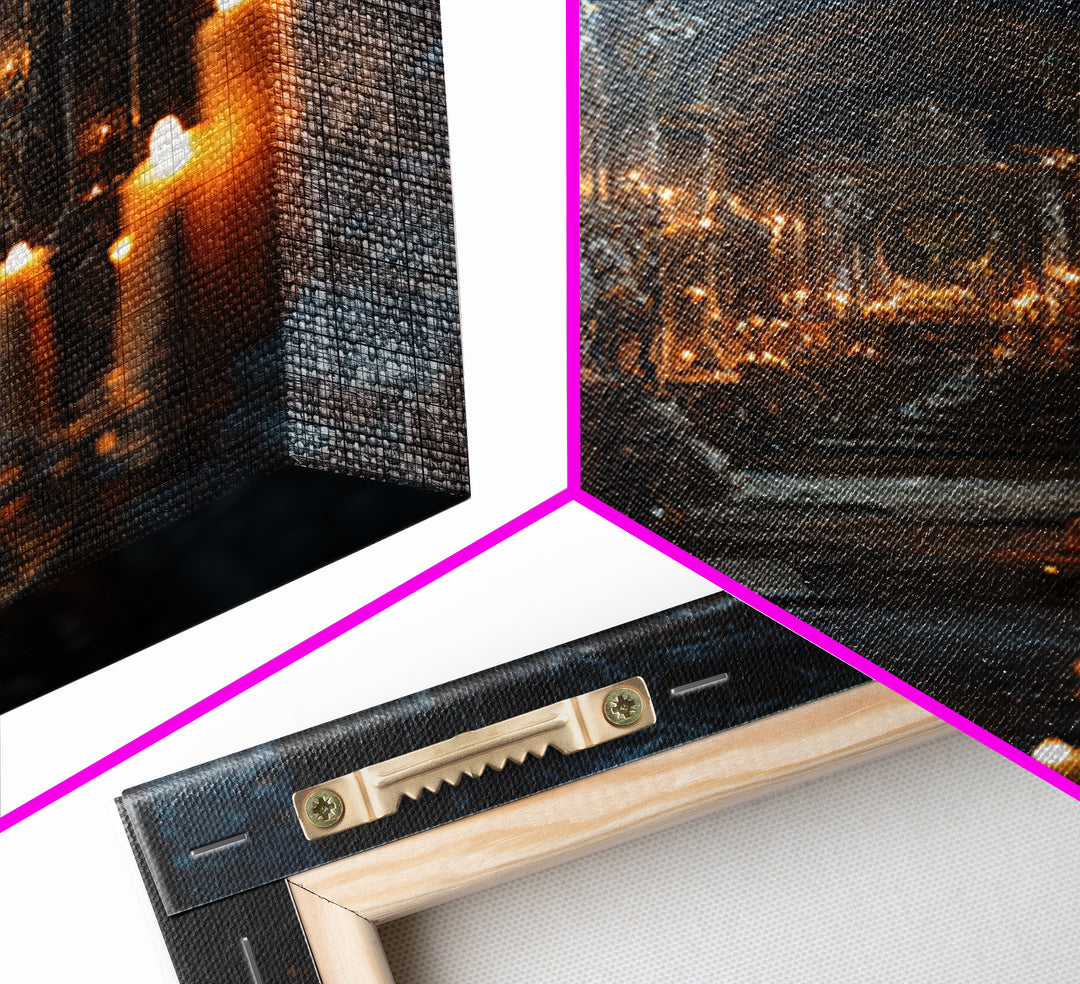 The Candlelit Crypt, Vertical Wall Art, Dark Fantasy Wall Art, Canvas Print, Halloween Wall Decor, Gothic Home Decor, Spooky Wall Decor
