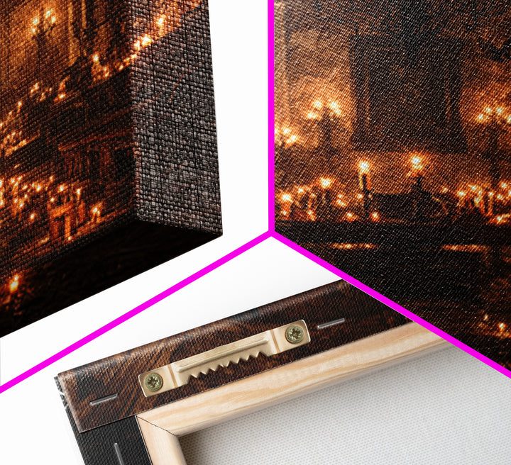 The Candlelit Crypt, Square Wall Art, Macabre Wall Art, Framed Canvas Print, Halloween Wall Decor, Gothic Home Decor, Seasonal Home Decor