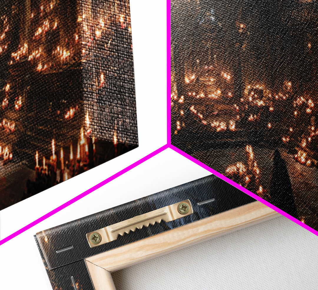 The Candlelit Crypt, Wide Panoramic Art, Dark Halloween Decor, Canvas Print, Halloween Wall Decor, Gothic Home Decor, Statement Wall Art