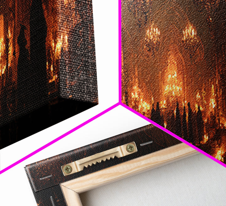 The Candlelit Crypt, Extra Wide Wall Art, Gothic Horror Wall Art, Framed Canvas Print, Halloween Wall Decor, Gothic Home Decor