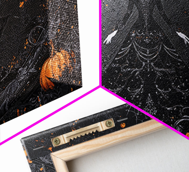 Black Lace And Cobwebs, Landscape Wall Art, Haunted Gothic Art, Framed Canvas Print, Halloween Wall Decor, Gothic Home Decor