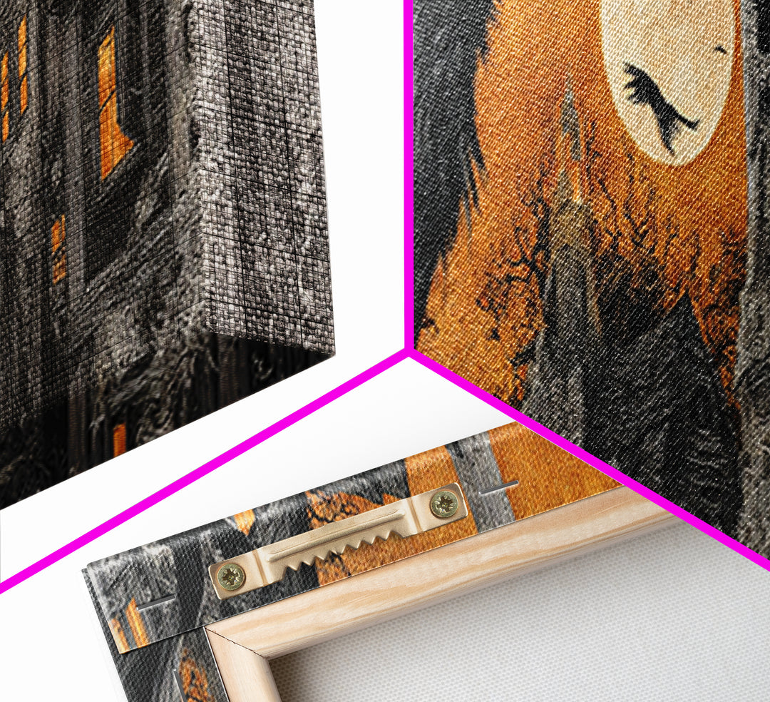 Ravens And Ruins, Extra Wide Wall Art, Macabre Wall Art, Framed Canvas Print, Halloween Wall Decor, Gothic Home Decor, Halloween Decor