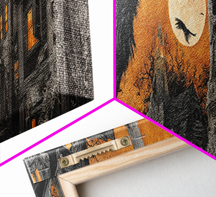 Ravens And Ruins, Extra Wide Wall Art, Macabre Wall Art, Framed Canvas Print, Halloween Wall Decor, Gothic Home Decor, Halloween Decor