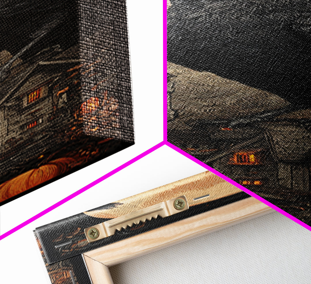 Ravens And Ruins, Tall Narrow Wall Art, Haunted Gothic Art, Framed Canvas Print, Halloween Wall Decor, Gothic Home Decor