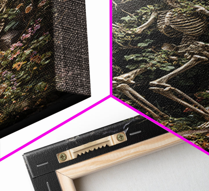 Skeletal Botanicals, Vertical Wall Art, Gothic Horror Wall Art, Framed Canvas Print, Halloween Wall Decor, Gothic Home Decor