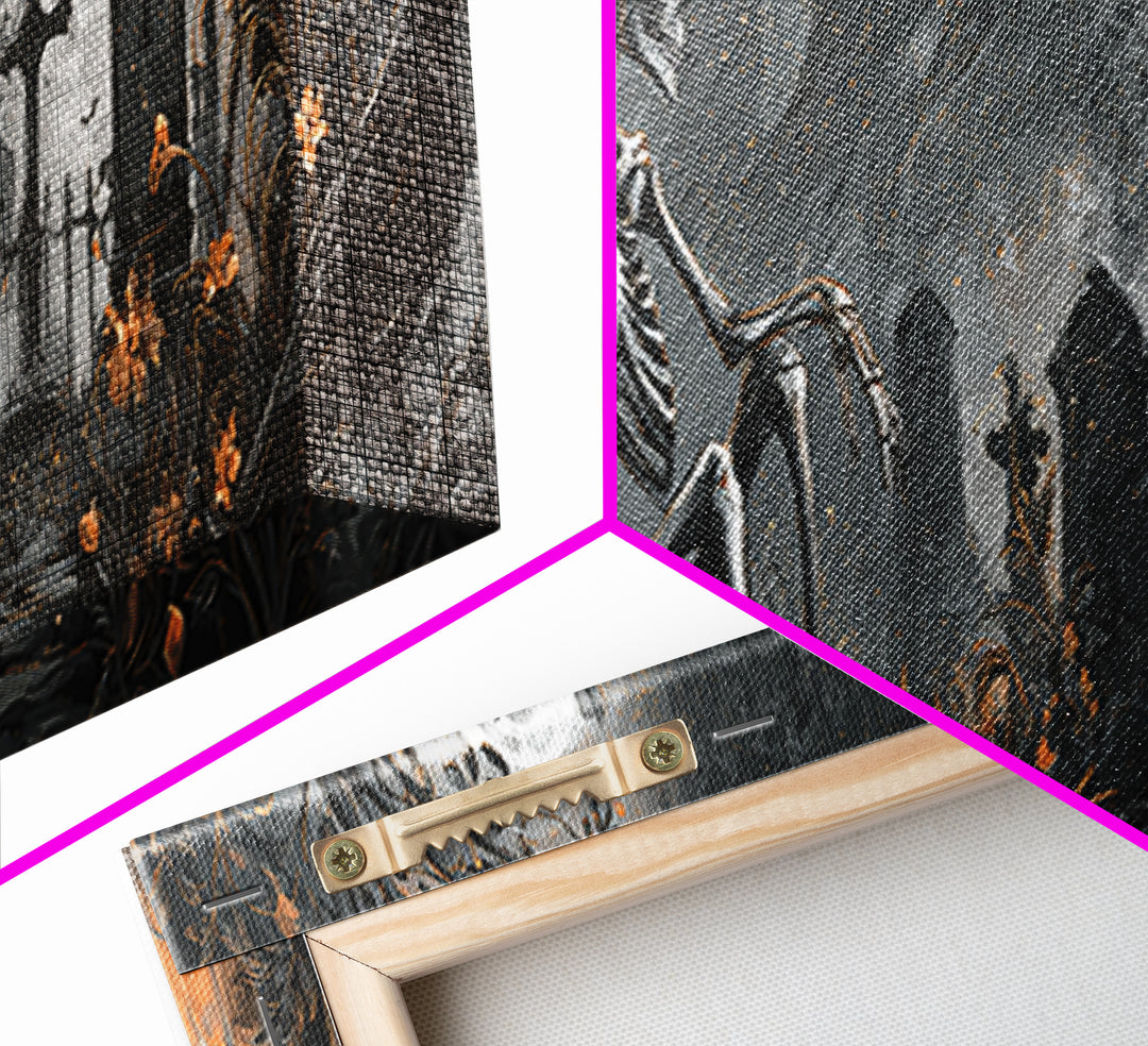 Skeletal Botanicals, Extra Wide Wall Art, Gothic Horror Wall Art, Framed Canvas Print, Halloween Wall Decor, Gothic Home Decor
