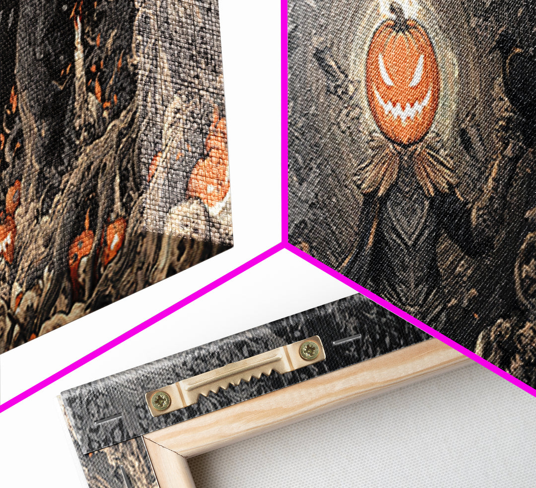 The Pumpkin Paladin, Extra Wide Wall Art, Spooky Home Decor, Canvas Print, Halloween Wall Decor, Gothic Home Decor, Statement Wall Art