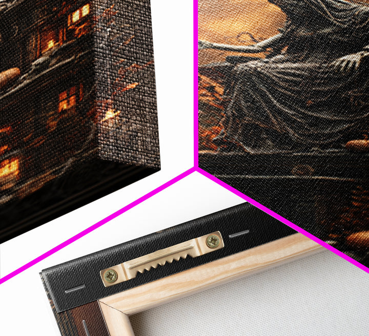 The Necromancer Queen, Vertical Wall Art, Haunted Gothic Art, Framed Canvas Print, Halloween Wall Decor, Gothic Home Decor