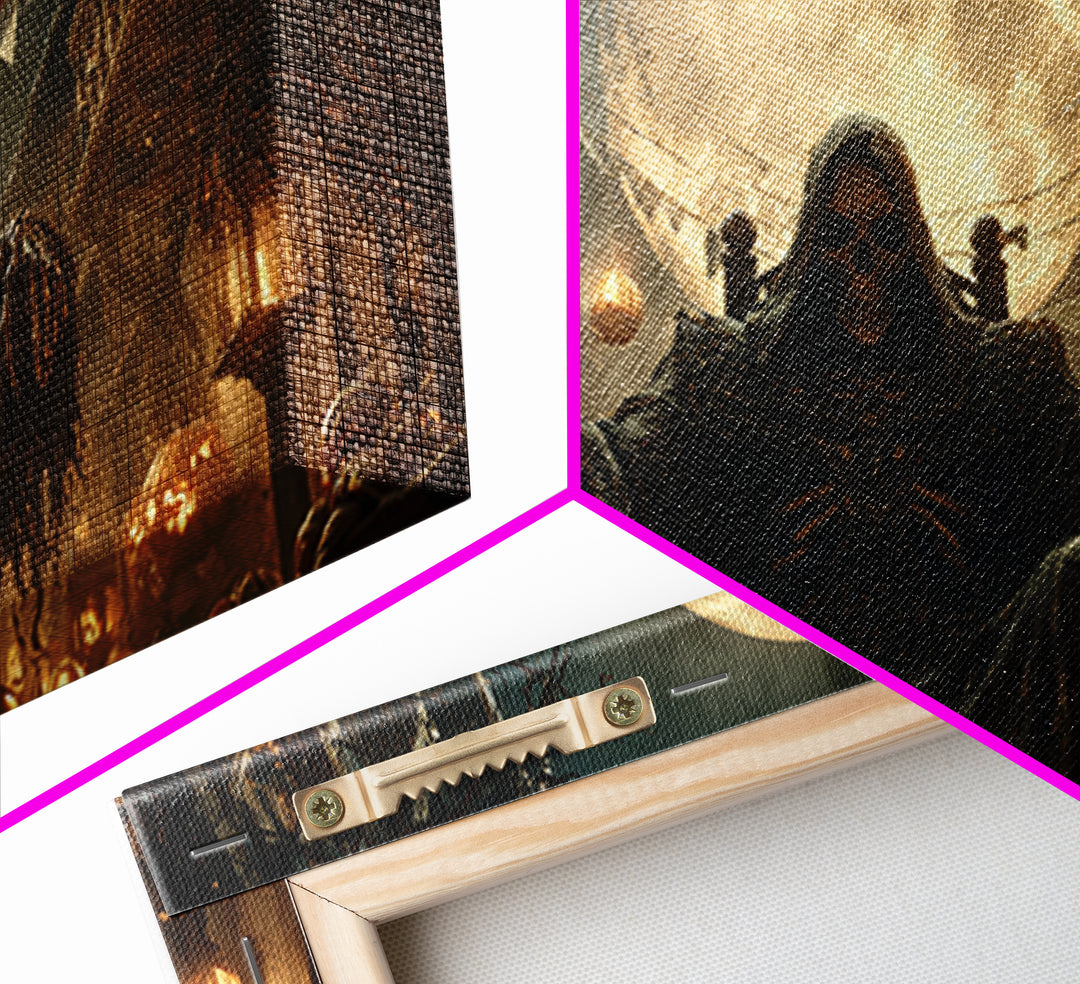 The Necromancer Queen, Wide Panoramic Art, Gothic Horror Wall Art, Framed Canvas Print, Halloween Wall Decor, Gothic Home Decor