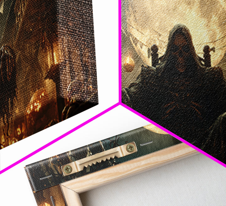 The Necromancer Queen, Wide Panoramic Art, Gothic Horror Wall Art, Framed Canvas Print, Halloween Wall Decor, Gothic Home Decor