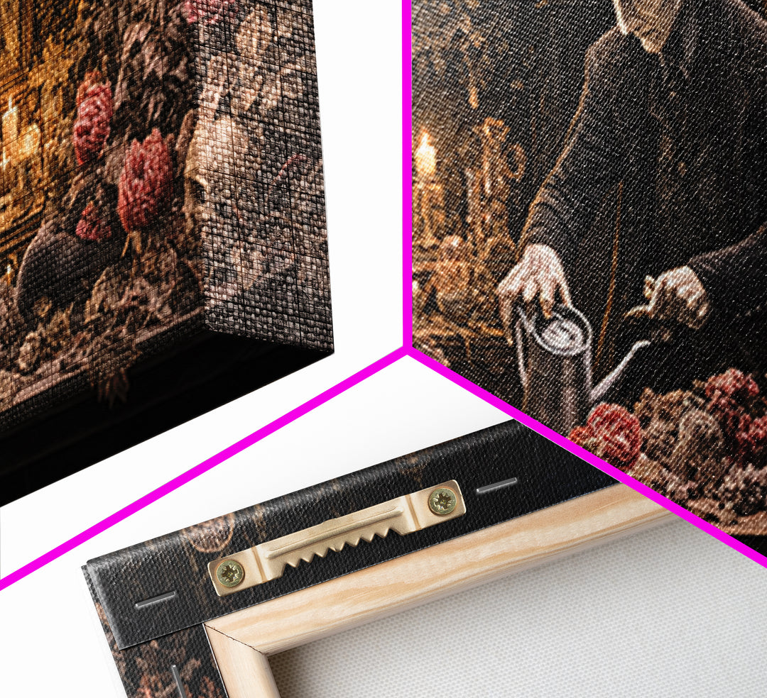 The Graveyard Gardener, Wide Panoramic Art, Gothic Horror Wall Art, Framed Canvas Print, Halloween Wall Decor, Gothic Home Decor