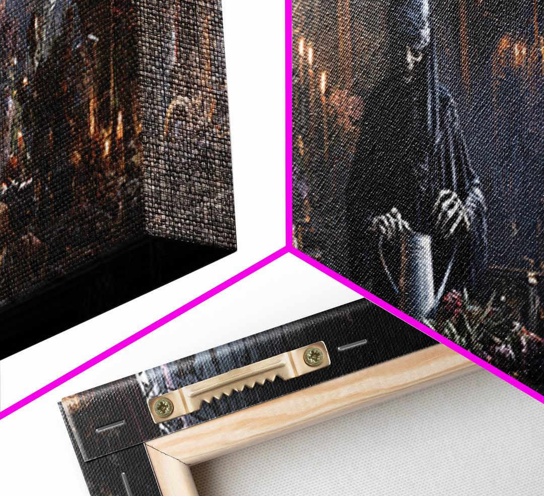 The Graveyard Gardener, Extra Wide Wall Art, Spooky Home Decor, Canvas Print, Halloween Wall Decor, Gothic Home Decor, Macabre Wall Art