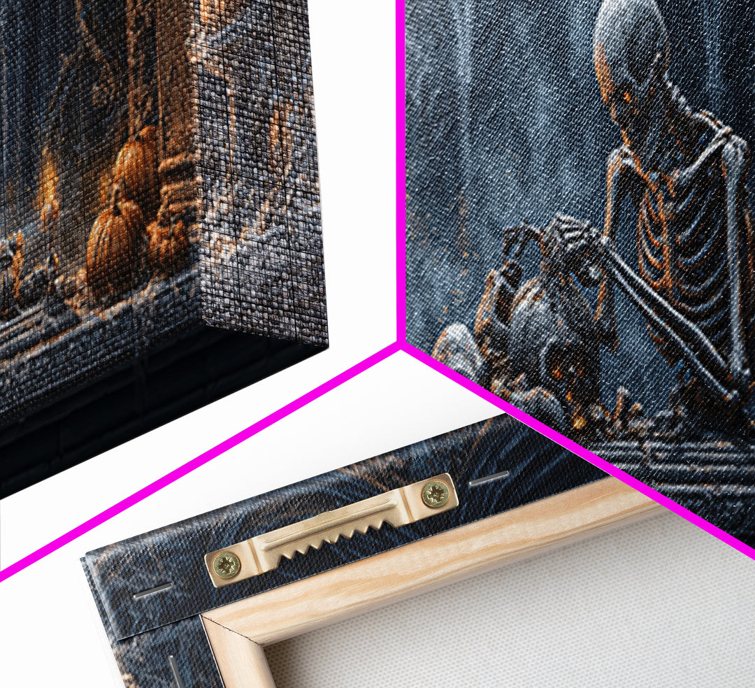 The Bone Sculptor, Extra Wide Wall Art, Dark Halloween Decor, Canvas Print, Halloween Wall Decor, Gothic Home Decor, Collectible Wall Decor