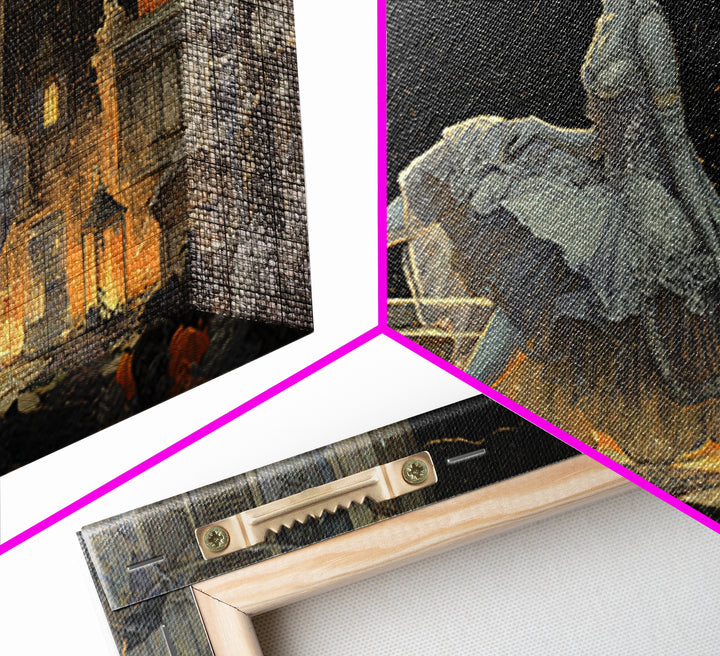 The Phantom Ballerina, Wide Panoramic Art, Haunted Gothic Art, Framed Canvas Print, Halloween Wall Decor, Gothic Home Decor