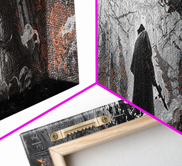 The Ghost Of The Witch Hunter, Extra Wide Wall Art, Haunted Gothic Art, Framed Canvas Print, Halloween Wall Decor, Gothic Home Decor