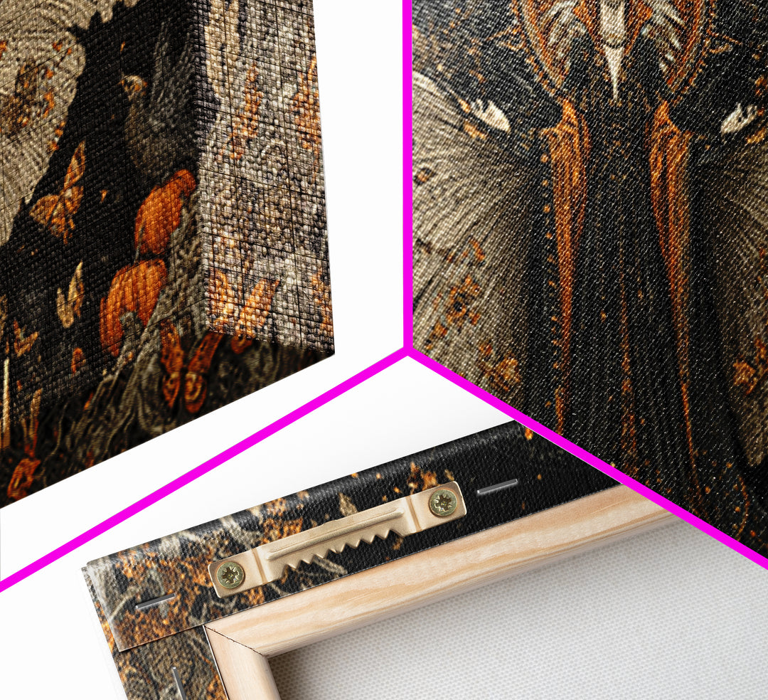 The Moth-Winged Empress, Wide Panoramic Art, Gothic Horror Wall Art, Framed Canvas Print, Halloween Wall Decor, Gothic Home Decor