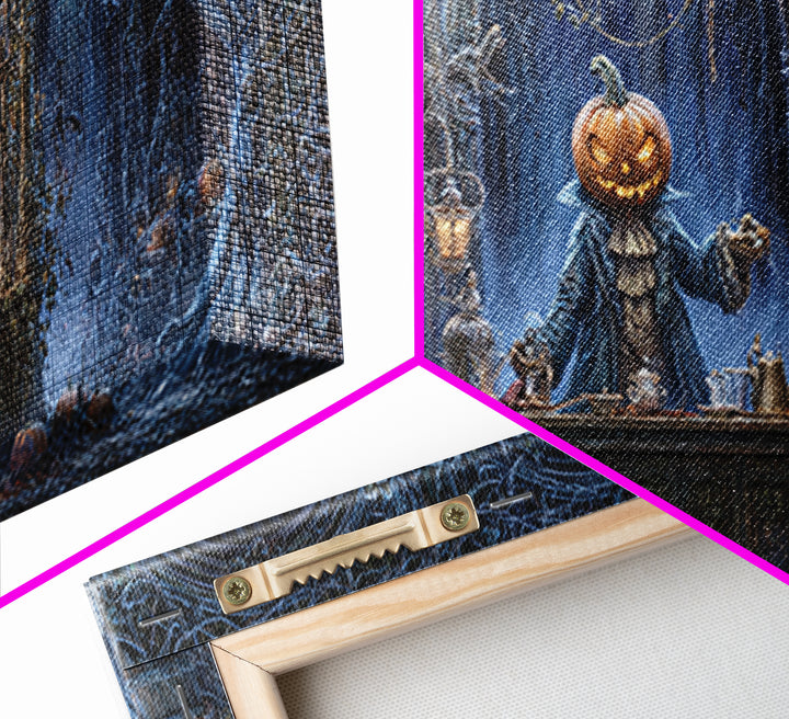 The Pumpkin-Headed Tea Merchant, Wide Panoramic Art, Dark Halloween Decor, Canvas Print, Halloween Wall Decor, Gothic Home Decor