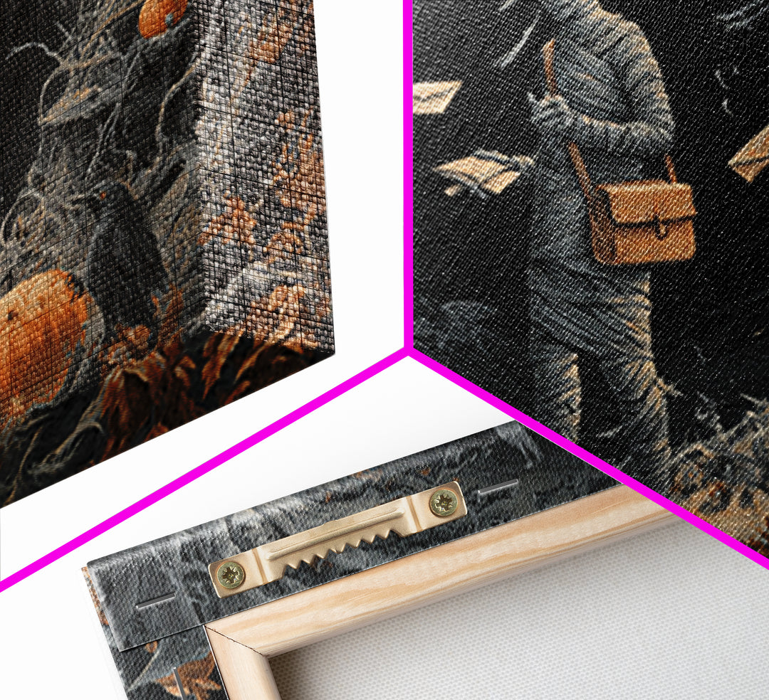 The Mummy Mail Carrier, Landscape Wall Art, Haunted Gothic Art, Framed Canvas Print, Halloween Wall Decor, Gothic Home Decor