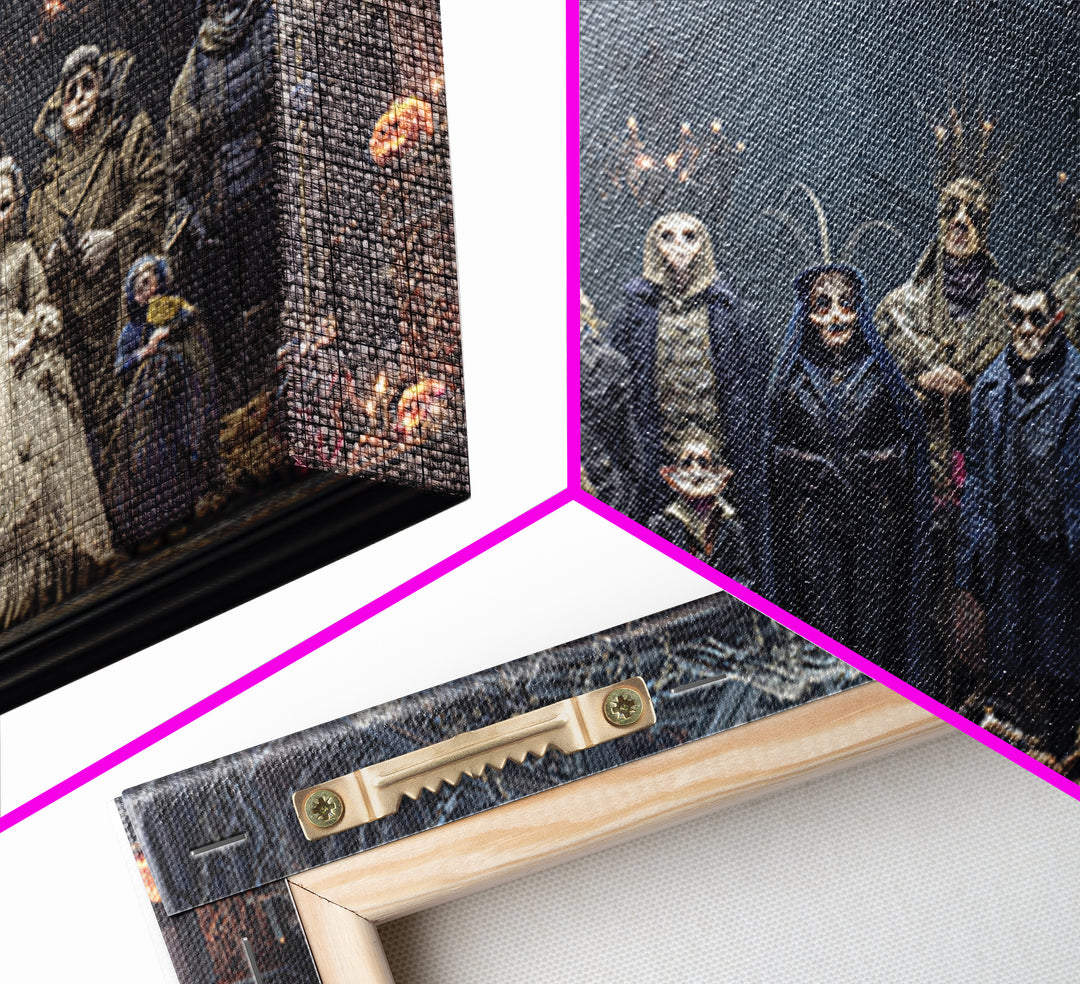 The Monster Family Portrait, Landscape Wall Art, Haunted Gothic Art, Framed Canvas Print, Halloween Wall Decor, Gothic Home Decor