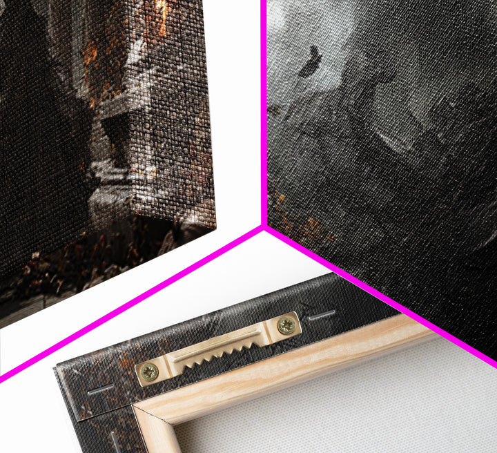 The Spider Sewing Circle, Wide Panoramic Art, Haunted Gothic Art, Framed Canvas Print, Halloween Wall Decor, Gothic Home Decor
