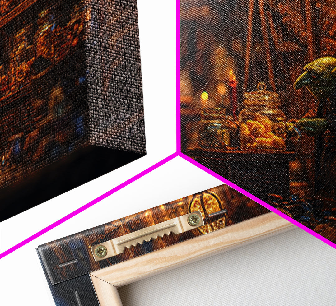 The Goblin Candy Shop, Landscape Wall Art, Haunted Gothic Art, Framed Canvas Print, Halloween Wall Decor, Gothic Home Decor