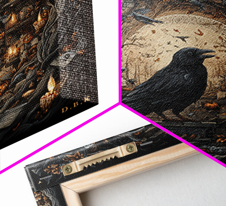The Raven Post Office, Square Wall Art, Haunted Gothic Art, Framed Canvas Print, Halloween Wall Decor, Gothic Home Decor, Statement Wall Art