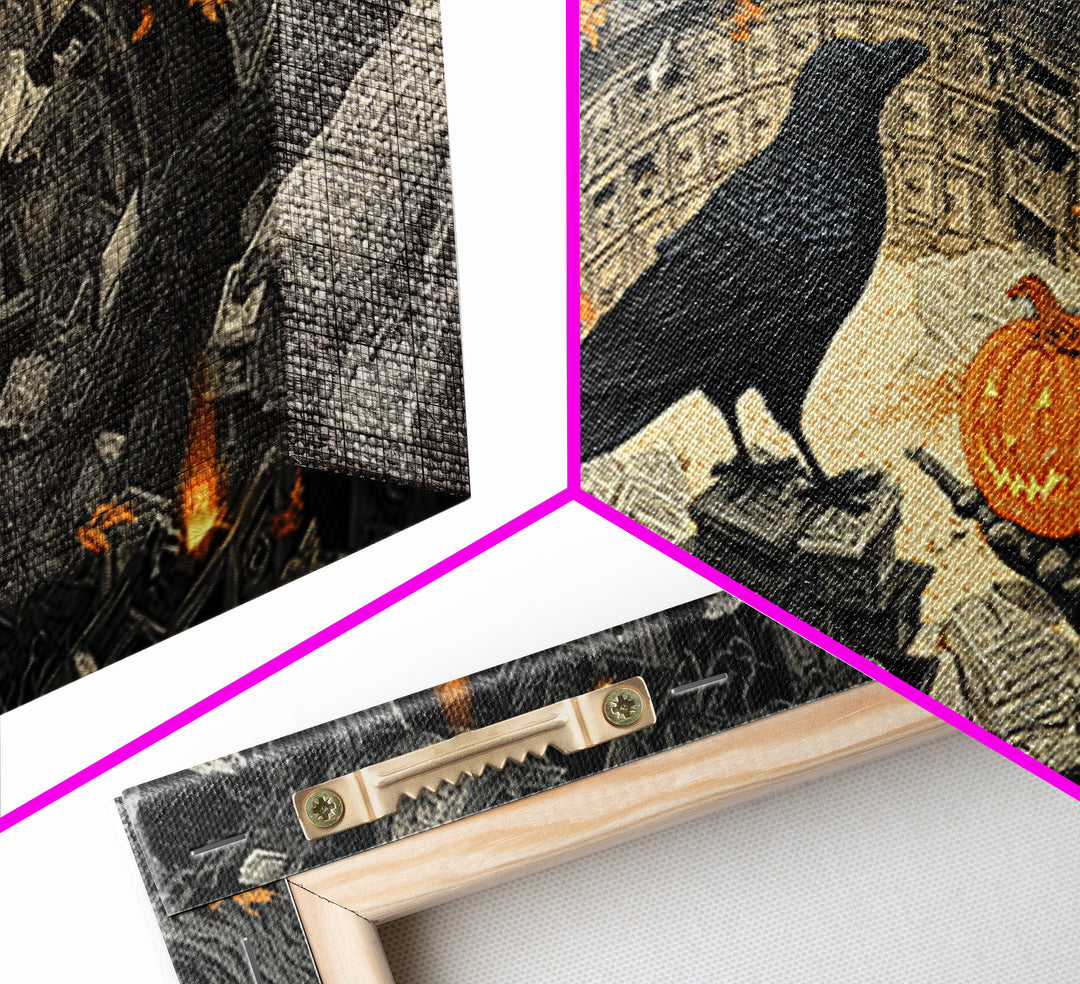 The Raven Post Office, Wide Panoramic Art, Spooky Home Decor, Canvas Print, Halloween Wall Decor, Gothic Home Decor, Halloween Wall Art