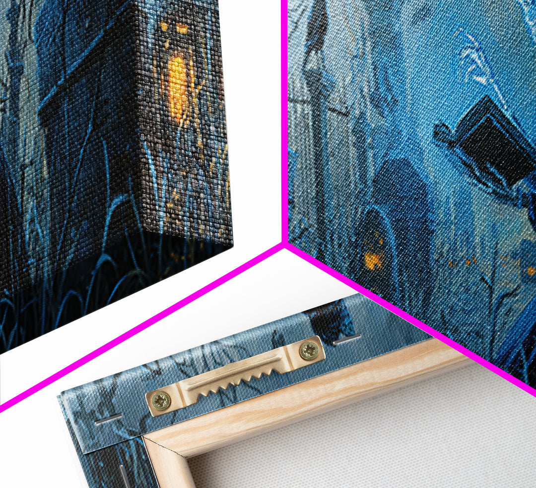 The Graveyard Book Club, Extra Wide Wall Art, Dark Fantasy Wall Art, Canvas Print, Halloween Wall Decor, Gothic Home Decor