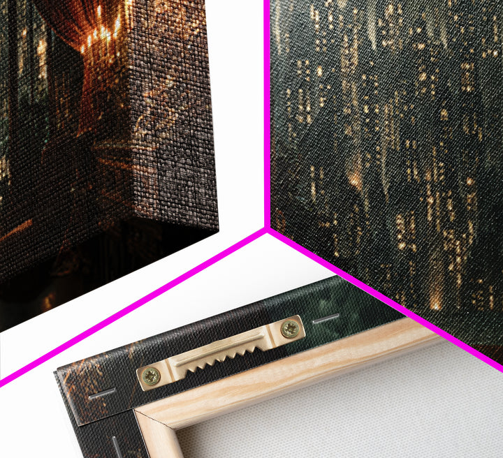 The Haunted City Skyline, Wide Panoramic Art, Dark Fantasy Wall Art, Canvas Print, Halloween Wall Decor, Gothic Home Decor