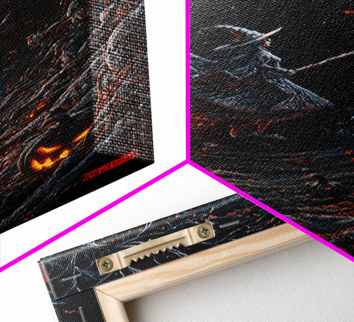 The Cyberpunk Witch, Vertical Wall Art, Haunted Gothic Art, Framed Canvas Print, Halloween Wall Decor, Gothic Home Decor, Dark Fantasy Art