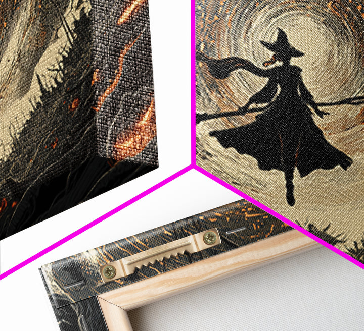 The Cyberpunk Witch, Landscape Wall Art, Dark Fantasy Wall Art, Canvas Print, Halloween Wall Decor, Gothic Home Decor, Seasonal Home Decor