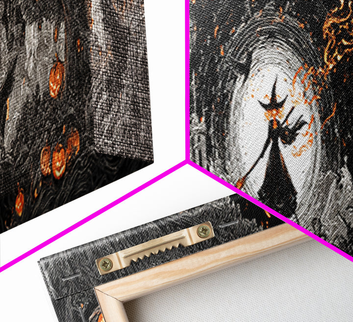 The Cyberpunk Witch, Extra Wide Wall Art, Macabre Wall Art, Framed Canvas Print, Halloween Wall Decor, Gothic Home Decor