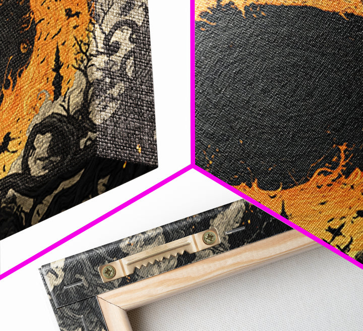 The Volcanic Demon Festival, Landscape Wall Art, Spooky Home Decor, Canvas Print, Halloween Wall Decor, Gothic Home Decor, Dark Fantasy Art