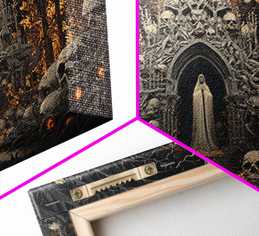 The Cathedral Of Bones, Landscape Wall Art, Gothic Horror Wall Art, Framed Canvas Print, Halloween Wall Decor, Gothic Home Decor