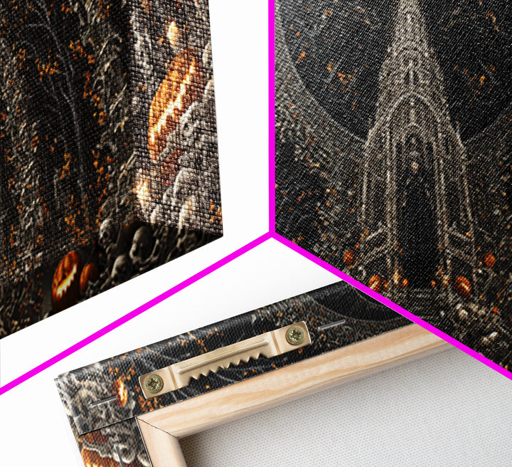 The Cathedral Of Bones, Wide Panoramic Art, Dark Halloween Decor, Canvas Print, Halloween Wall Decor, Gothic Home Decor