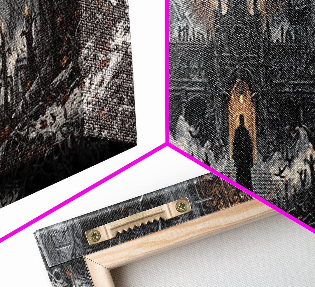 The Cathedral Of Bones, Extra Wide Wall Art, Dark Halloween Decor, Canvas Print, Halloween Wall Decor, Gothic Home Decor, Spooky Wall Decor