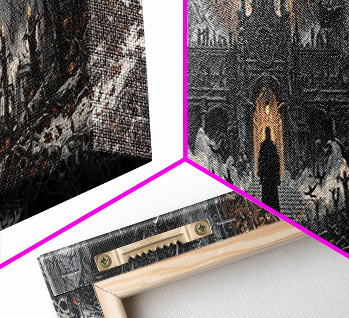 The Cathedral Of Bones, Extra Wide Wall Art, Dark Halloween Decor, Canvas Print, Halloween Wall Decor, Gothic Home Decor, Spooky Wall Decor