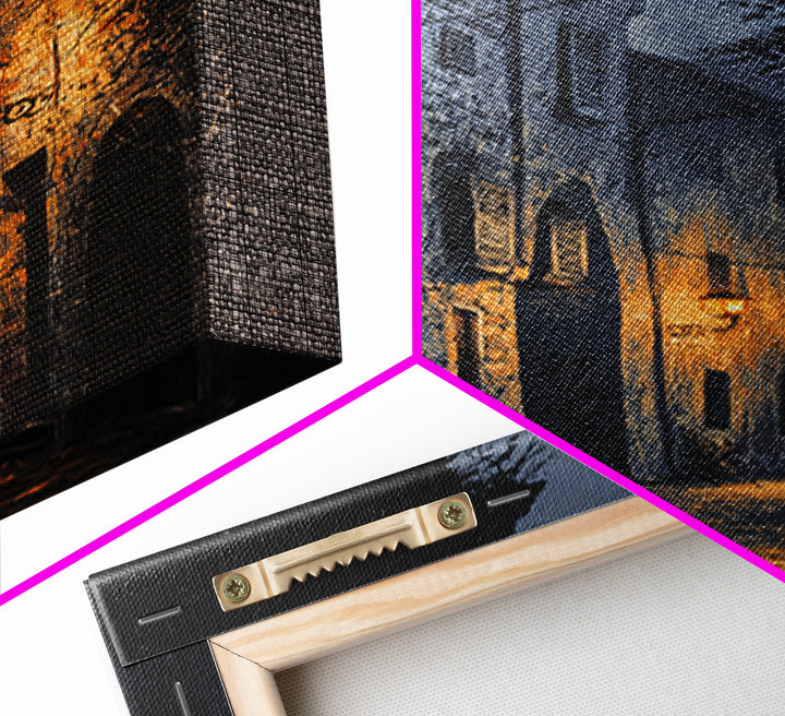 The Town Where Shadows Live, Vertical Wall Art, Dark Fantasy Wall Art, Canvas Print, Halloween Wall Decor, Gothic Home Decor