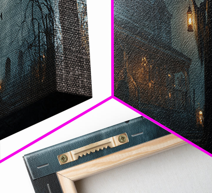 The Last House At The World'S Edge, Extra Wide Wall Art, Dark Fantasy Wall Art, Canvas Print, Halloween Wall Decor, Gothic Home Decor