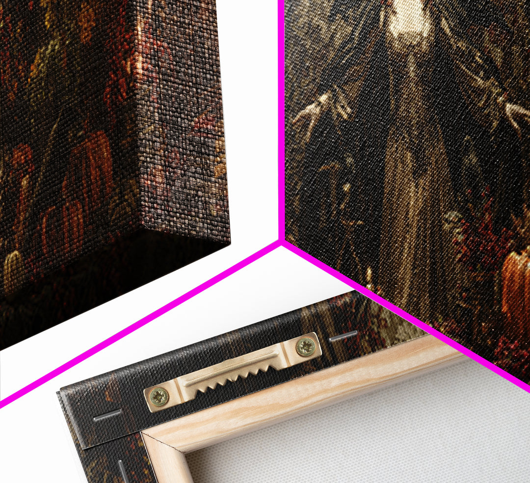 The Personification Of October, Extra Wide Wall Art, Gothic Horror Wall Art, Framed Canvas Print, Halloween Wall Decor, Gothic Home Decor