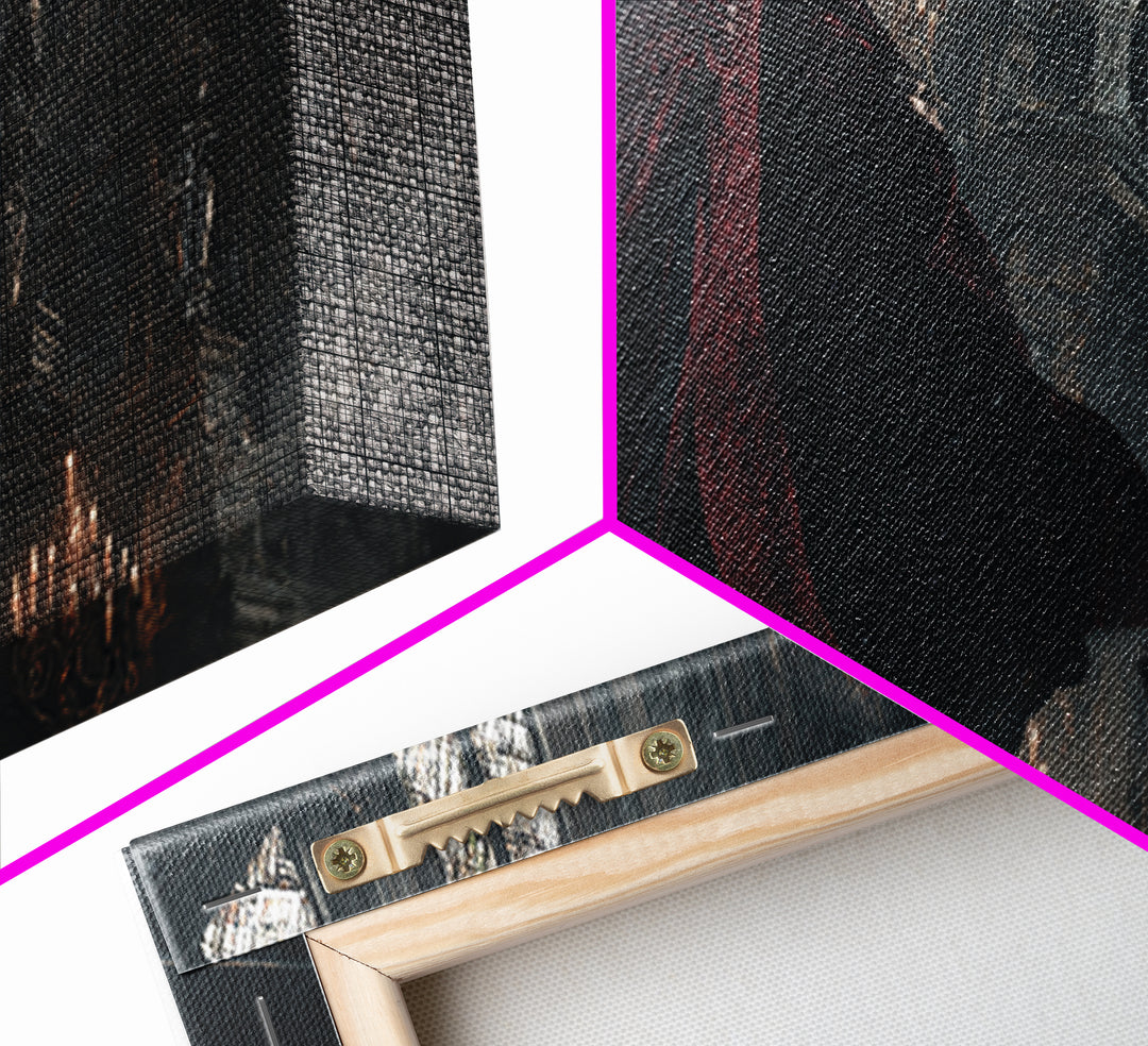 The Crimson Count Of Hollow Keep, Wide Panoramic Art, Gothic Horror Wall Art, Framed Canvas Print, Halloween Wall Decor, Gothic Home Decor
