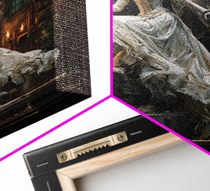 The Stitched Bride Of Thunder Hall, Square Wall Art, Macabre Wall Art, Framed Canvas Print, Halloween Wall Decor, Gothic Home Decor